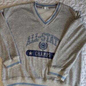 Derek Heart Blue and Gray V-Neck Sweater